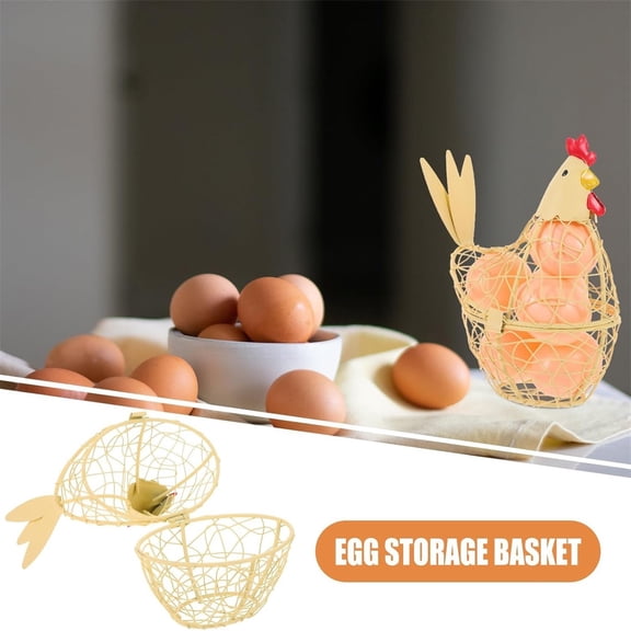 USUERY Wire Kitchen Egg Basket Decorative Home Craft Closable Green Style For Egg Storage Display