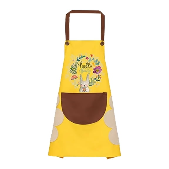 USUERY Women Kitchen Apron With Hand Wipe Pockets For Cooking Baking Wipeable Oil Proof For Kitchen Nail Shop
