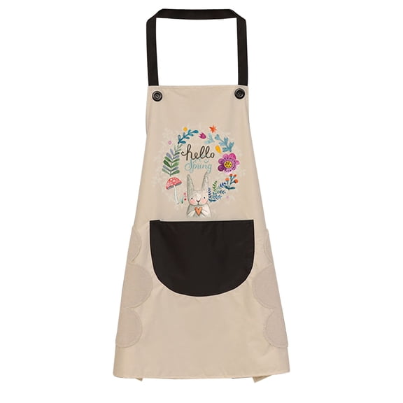 USUERY Women Kitchen Apron With Hand Wipe Pockets For Cooking Baking Wipeable Oil Proof For Kitchen Nail Shop