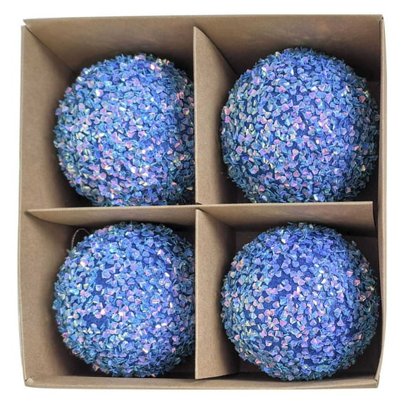 USUPDD Christmas Balls (Blue), Christmas Ball Ornaments 4PCS Christmas Tree 8cm Ball Bauble Hanging Home Party Ornament Decor