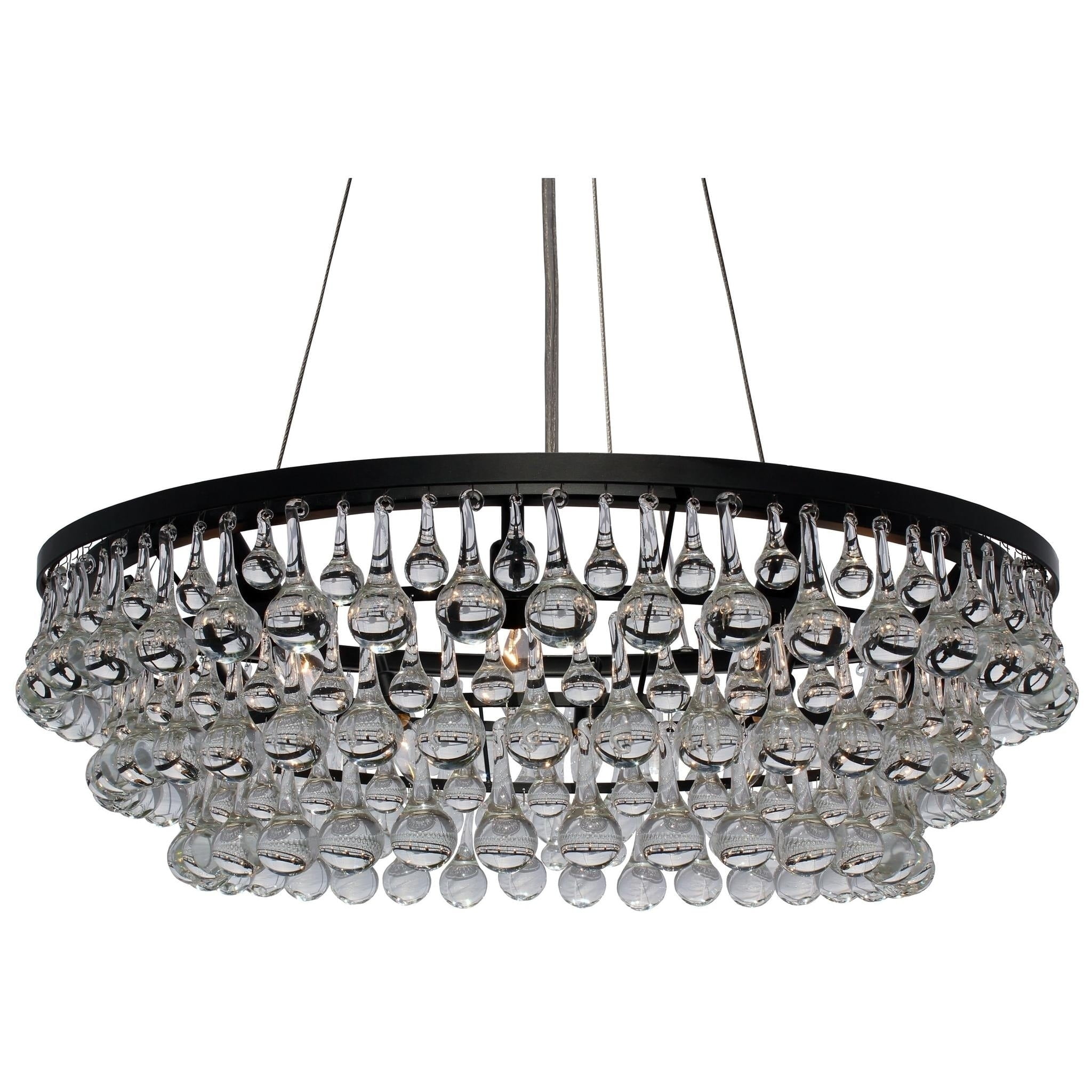 Celeste Black Iron and Crystal 32-inch Round Chandelier