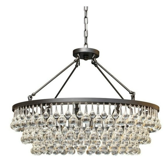 USUT Celeste 10-light Glass and Crystal Chandelier - 32in Diameter - Black