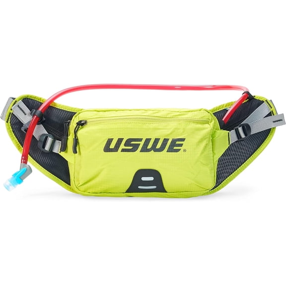 USWE Zulo Hydration Hip Pack - with Organizer and Side Pockets, Bounce Free Hip Belt (Crazy Yellow, 2L)