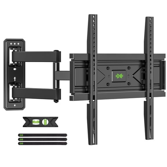 USX MOUNT Full Motion TV Wall Mount for Most 26-65 inch Flat & Curved TVs up to 80 lbs, Adjustable Bracket Height, Corner TV Mount with Single Articulating Arm, Max VESA 400x400mm
