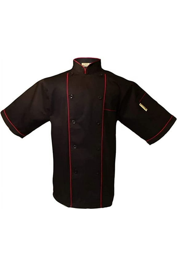 Uniform (Small) Chef Coat Unisex Short Sleeve Catering Jackets 019(Black Small)