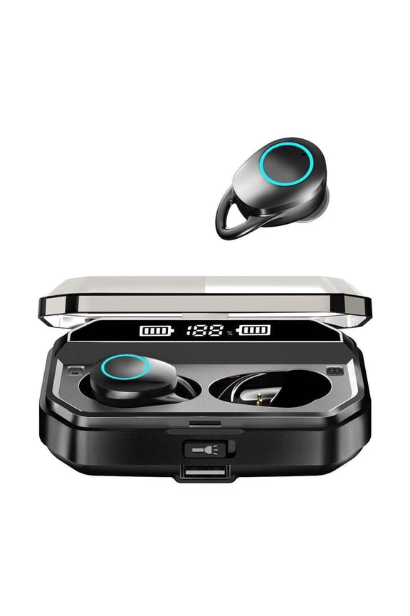 Wireless Earbuds Bluetooth Headphones HiFi Sound Quality and Charging Case Digital Intelligence LED Display Earphones Built-in Mic Headset Deep Bass for Sport (Black)