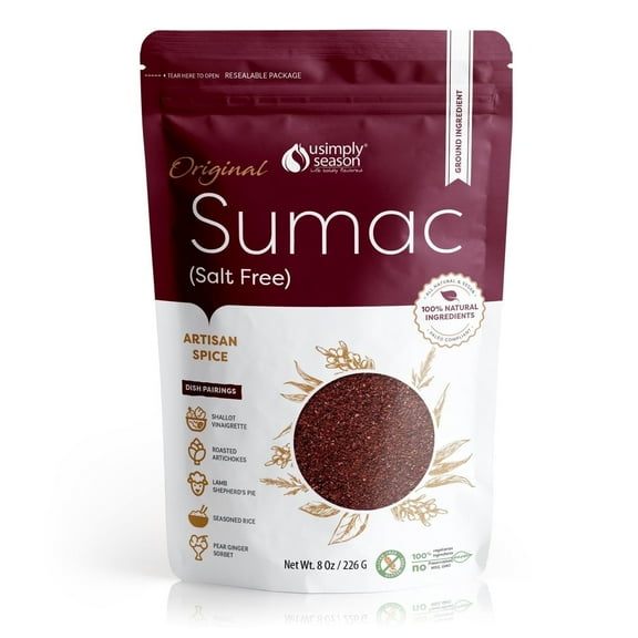 USimplySeason Original Sumac Spice (8 oz) Pouch - Tangy Lemon-Berry Powder, Enhances Salads, Meats & Dips