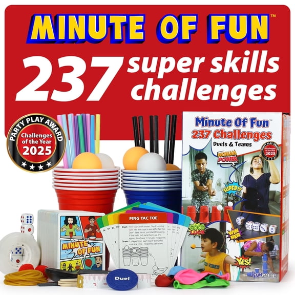 UT Brands Minute of Fun for Adults Party Board Game, Paper and Plastic Multicolor, 237 Count
