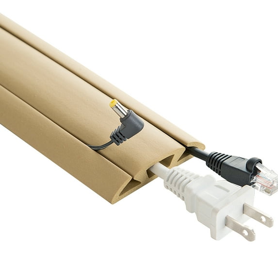 UT Wire 15 ft Cord Protector and Cover with 3 Channels for Floor, Beige