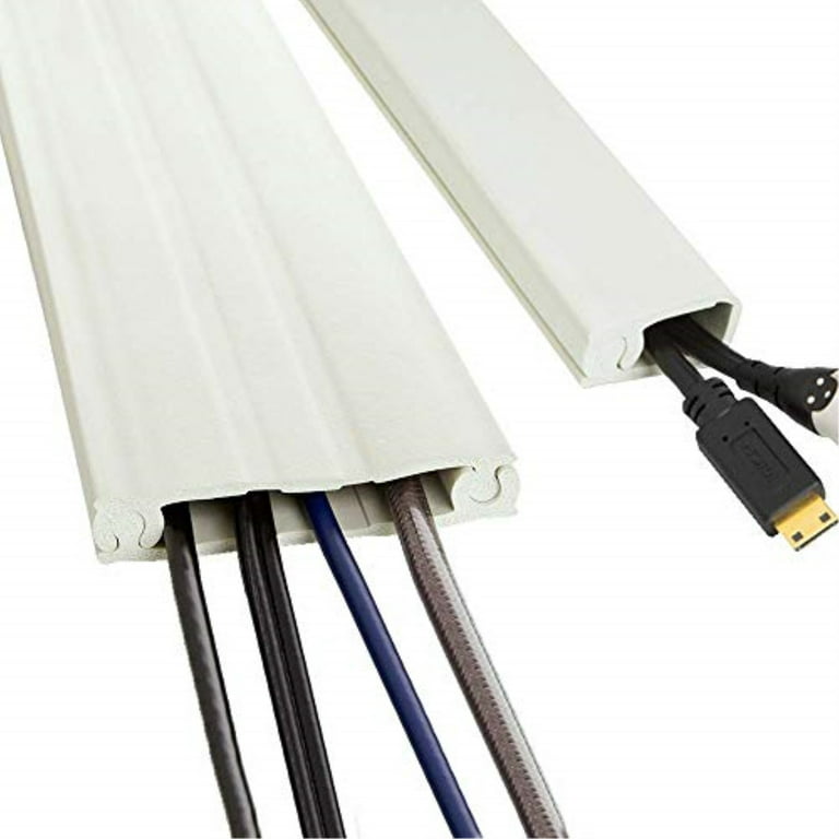 UT Wire 8' Cordline 2-Way Convertible Cord Channel for Wall Mount TV,  Paintable White 