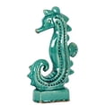 thumbnail image 1 of UTC10823 Ceramic Seahorse Figurine with Rectangular Base LG Gloss Finish Cadet Turquoise, 1 of 1
