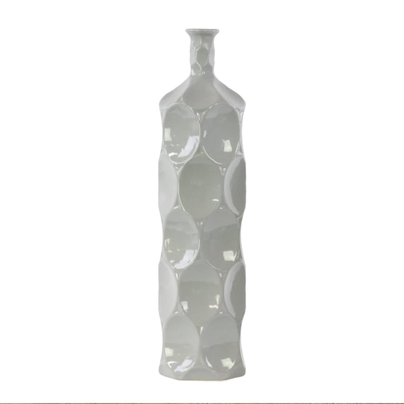 Urban Trends Ceramic Decorative Grey Vase Dimple Pattern Sides, Decor Center Piece for Home Décor for Living Room, Table, Office Decor