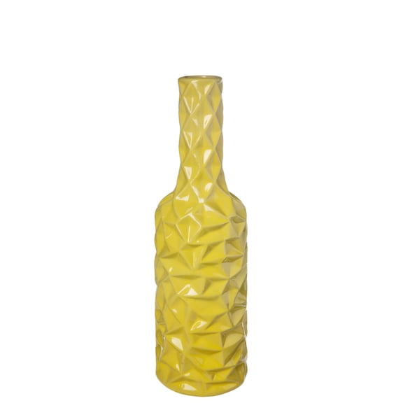 Urban Trends Ceramic Decorative Wrinkled Sides Vase, Decor Center Piece for Home Décor for Living Room, Table, Office Decor:4.50"x15.50"H, Yellow