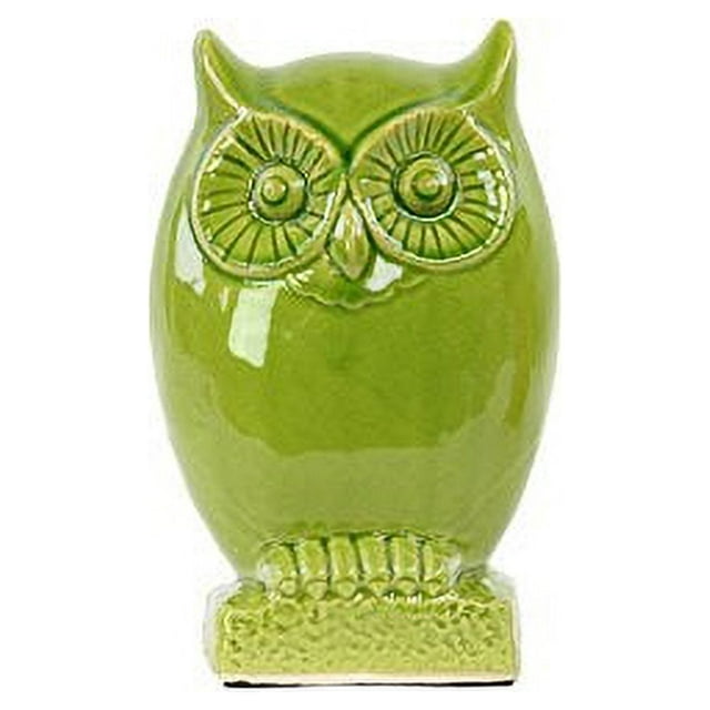 UTC28106 Ceramic Owl Figurine on Base SM Gloss Finish Yellow Green