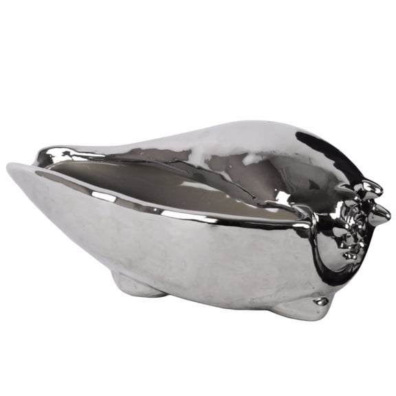 Conch Seashell Sculpture Polished Chrome Finish Silver - Benzara