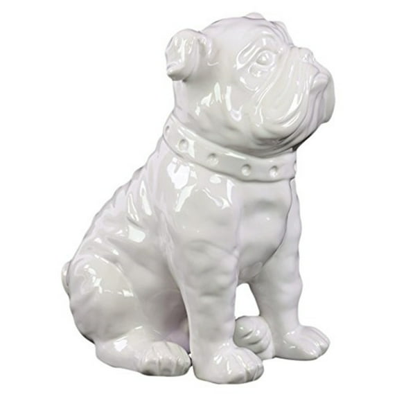 Hudson Glossy White Bulldog Figurine – Decorative Ceramic Dog Statue, Modern Animal Home Décor Accent for Living Room, Office, Shelf & Tabletop Decoration