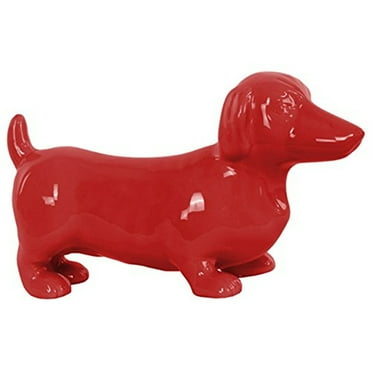 UTC38447 Ceramic Standing Dachshund Dog Figurine Gloss Finish Red