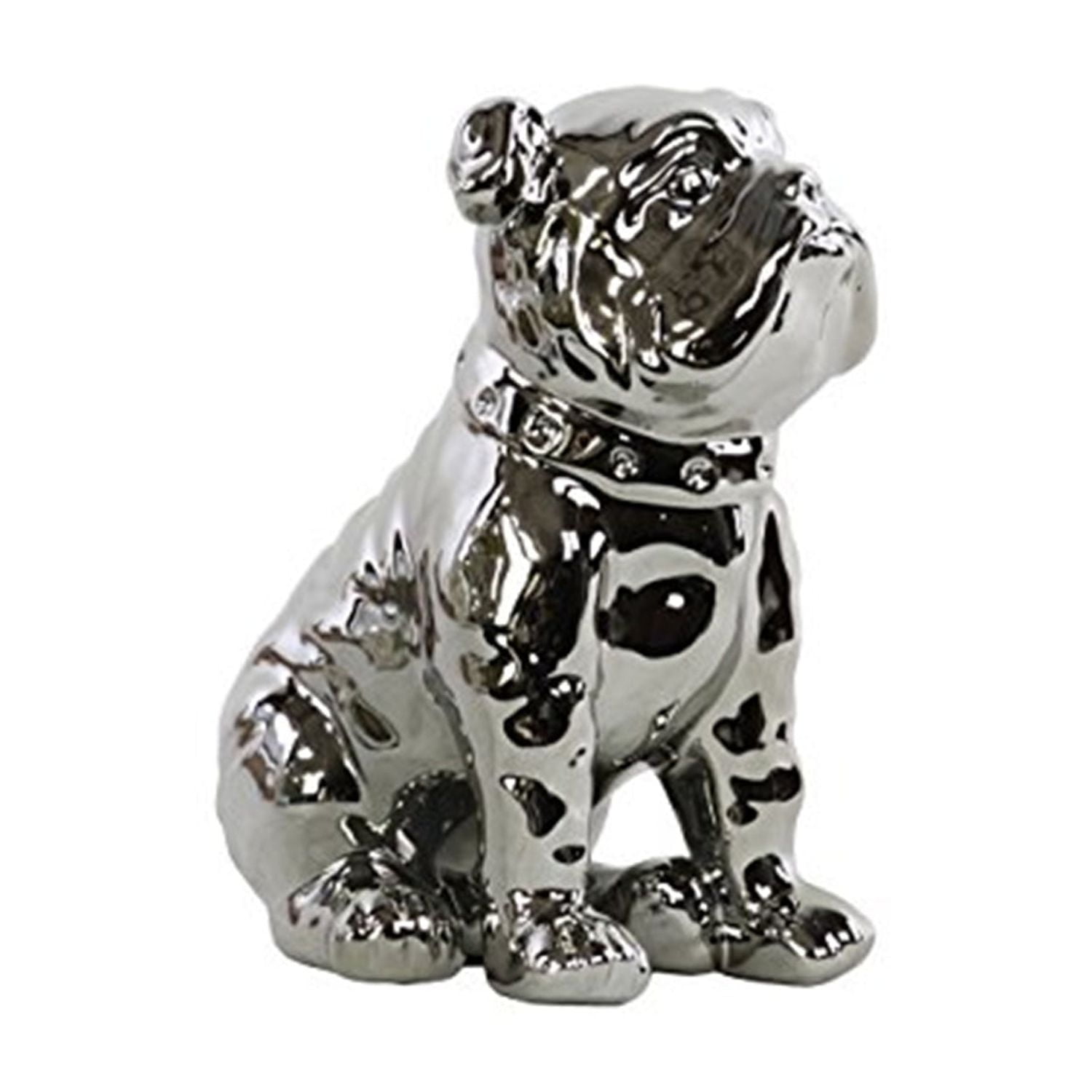 Urban Trends Chrome Ceramic British Bulldog Sculpture Urban Trends Chrome Ceramic British Bulldog Sculpture
