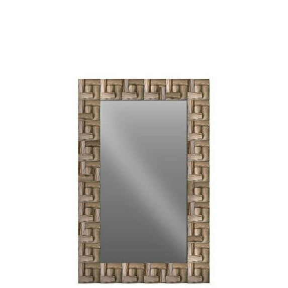 UTC39301 Wood Rectangular Floor Mirror with "Haddon Hall" Parquet Pattern Frame SM Natural Wood Finish Beige