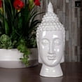 thumbnail image 1 of UTC40027 Ceramic Buddha Head with Pointed Ushnisha and Elongated Face Gloss Finish White, 1 of 5