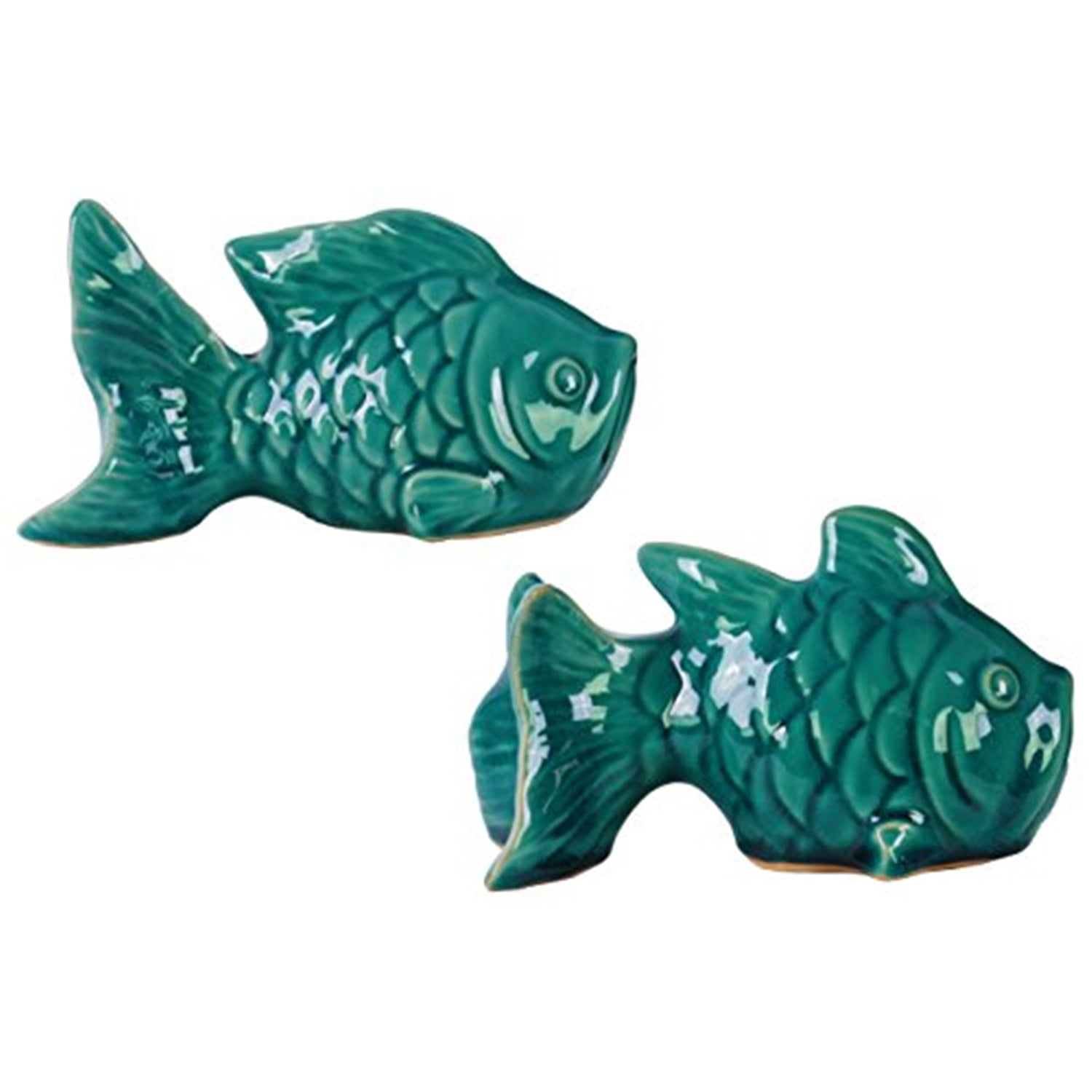UTC42501AST Ceramic Koi Fish Figurine Assortment of Two Washed Gloss
