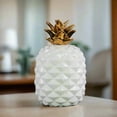 thumbnail image 1 of UTC43149 Ceramic Pineapple Figurine with Gold Top LG Gloss Finish White, 1 of 2