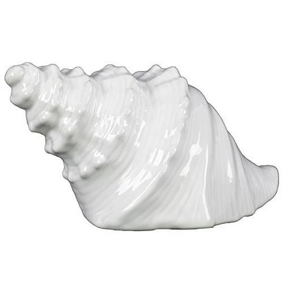UTC46960 Ceramic Conch Seashell Figurine Gloss Finish White