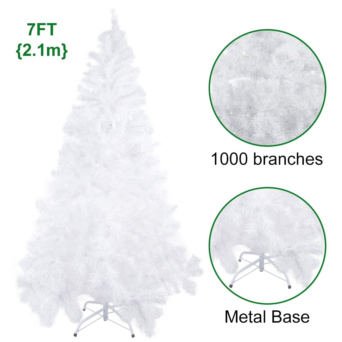UTEN 7ft Unlit Artificial Christmas Tree Hinged Spruce with Foldable ...