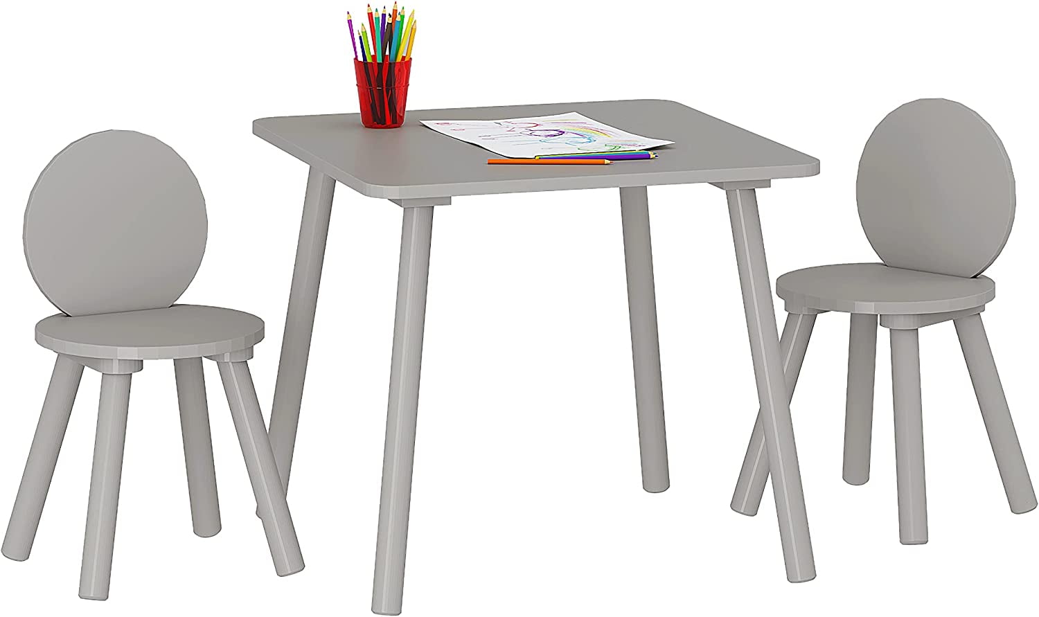 UTEX 3-Piece 2-in-1 Multifunction Kids Activity Table and Chair Set, Gray