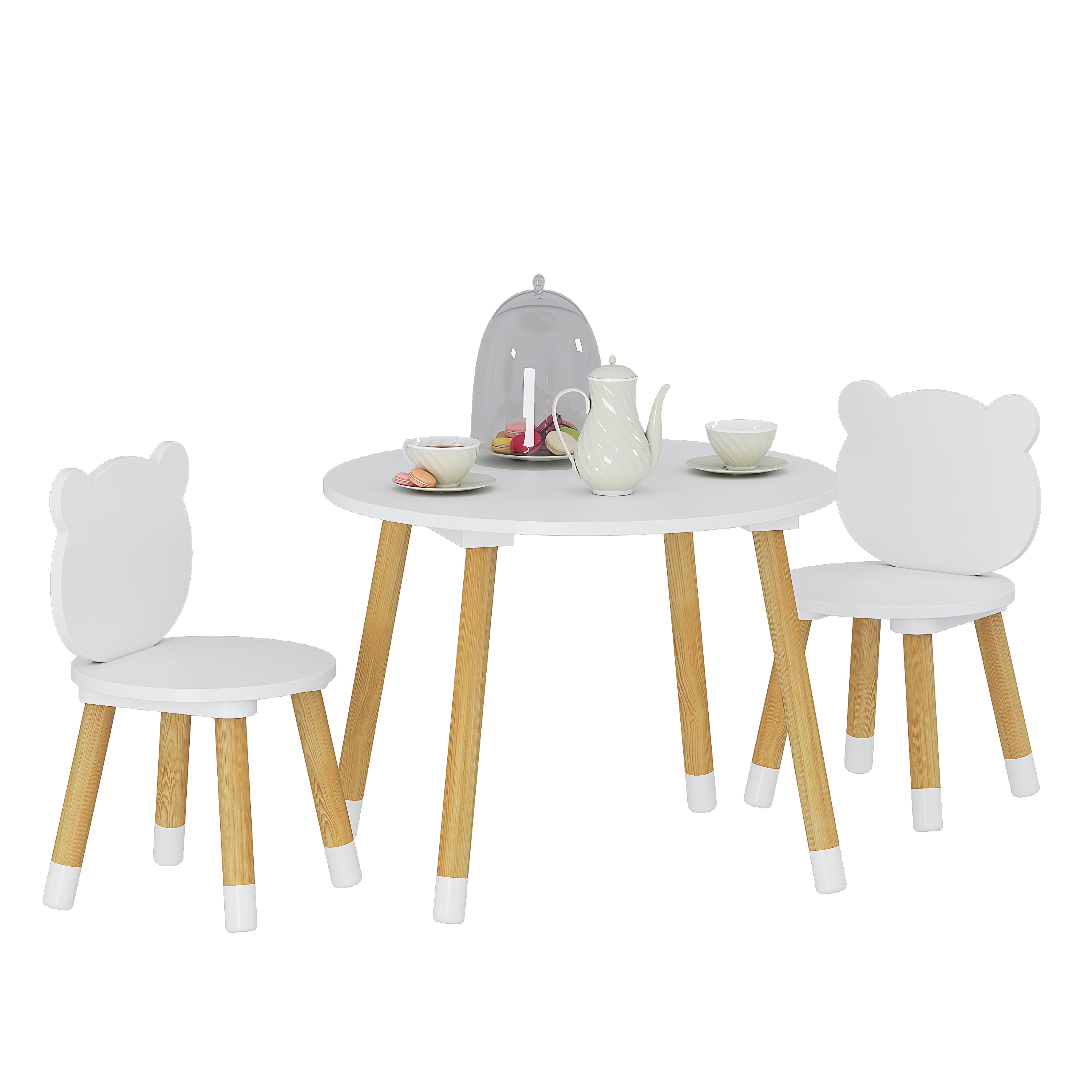 UTEX 3-Piece Multifunction Kids Round Table and Chair Set, White