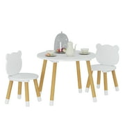 UTEX 3-Piece Multifunction Kids Round Table and Chair Set, White