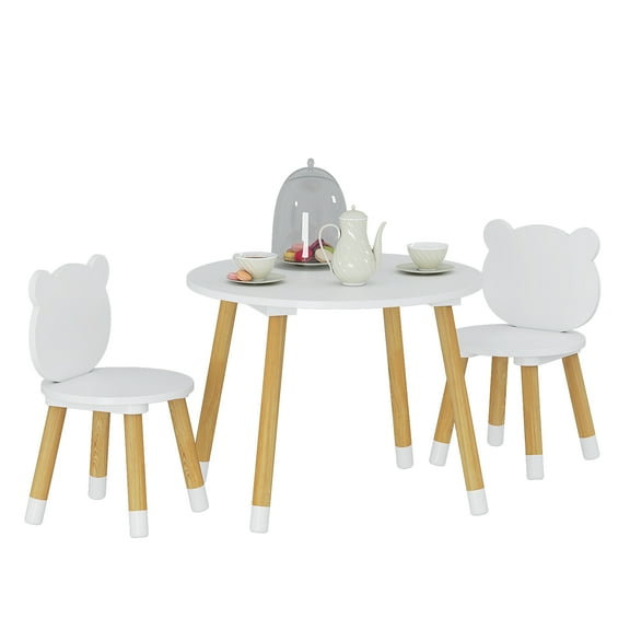 UTEX 3-Piece Multifunction Kids Round Table and Chair Set, White