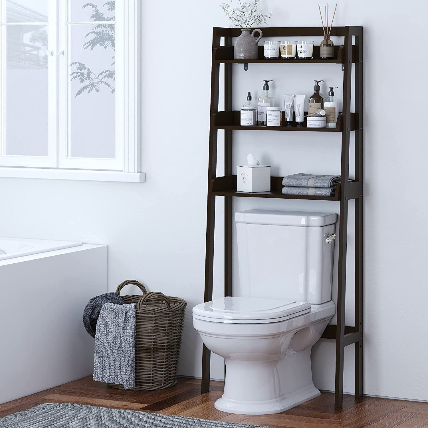 Utex 3-shelf Espresso Bathroom Organizer, Over The Toilet Storage 