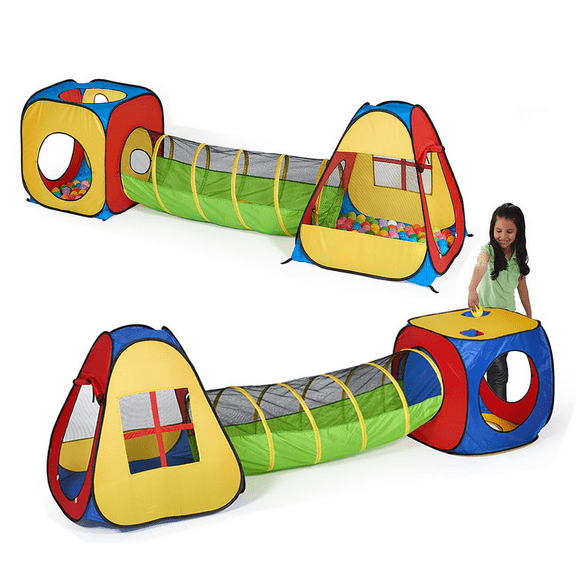 UTEX 3 in 1 Pop Up Play Tent with Tunnel, Ball Pit for Kids, Boys, Girls, Babies and Toddlers, Indoor/Outdoor Playhouse