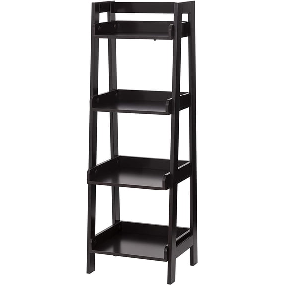 UTEX 4-Tier Ladder Shelf,Bathroom Open Wood Shelving Unit (Espresso)