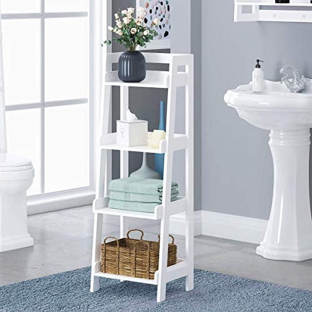 UTEX 4-Tier Freestanding Ladder Shelf for Bathroom & Living Room ...