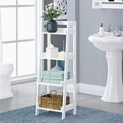 UTEX 4-Tier Ladder Shelf, Bathroom Shelf Freestanding, 4-Shelf Spacesaver Open Wood Shelving Unit, Ladder Shelf White
