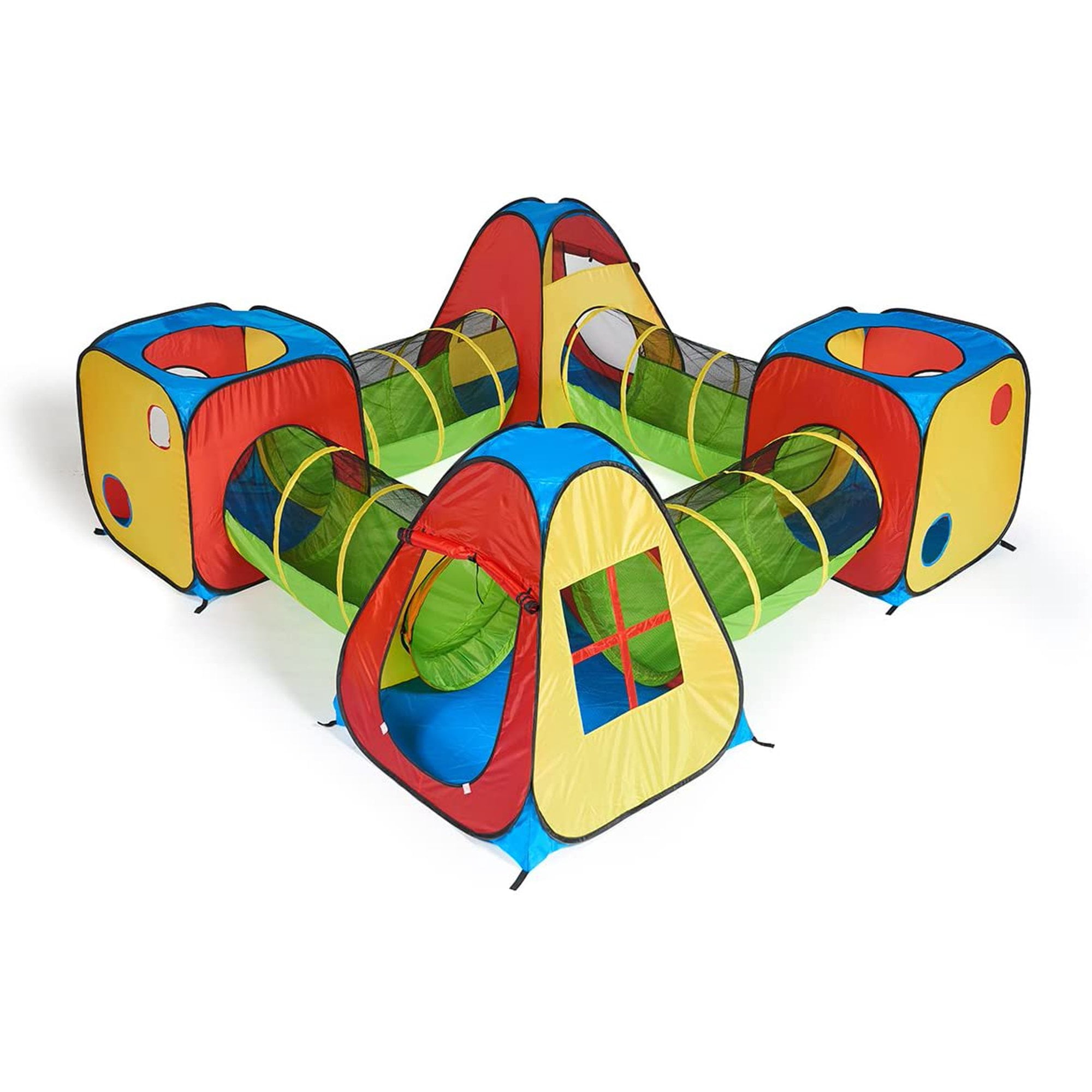 UTEX 8 in 1 Pop Up Children Play Tent House with 4 Tunnel, 4 Tents for Boys, Girls, Babies and Toddlers for Indoor and Outdoor Use