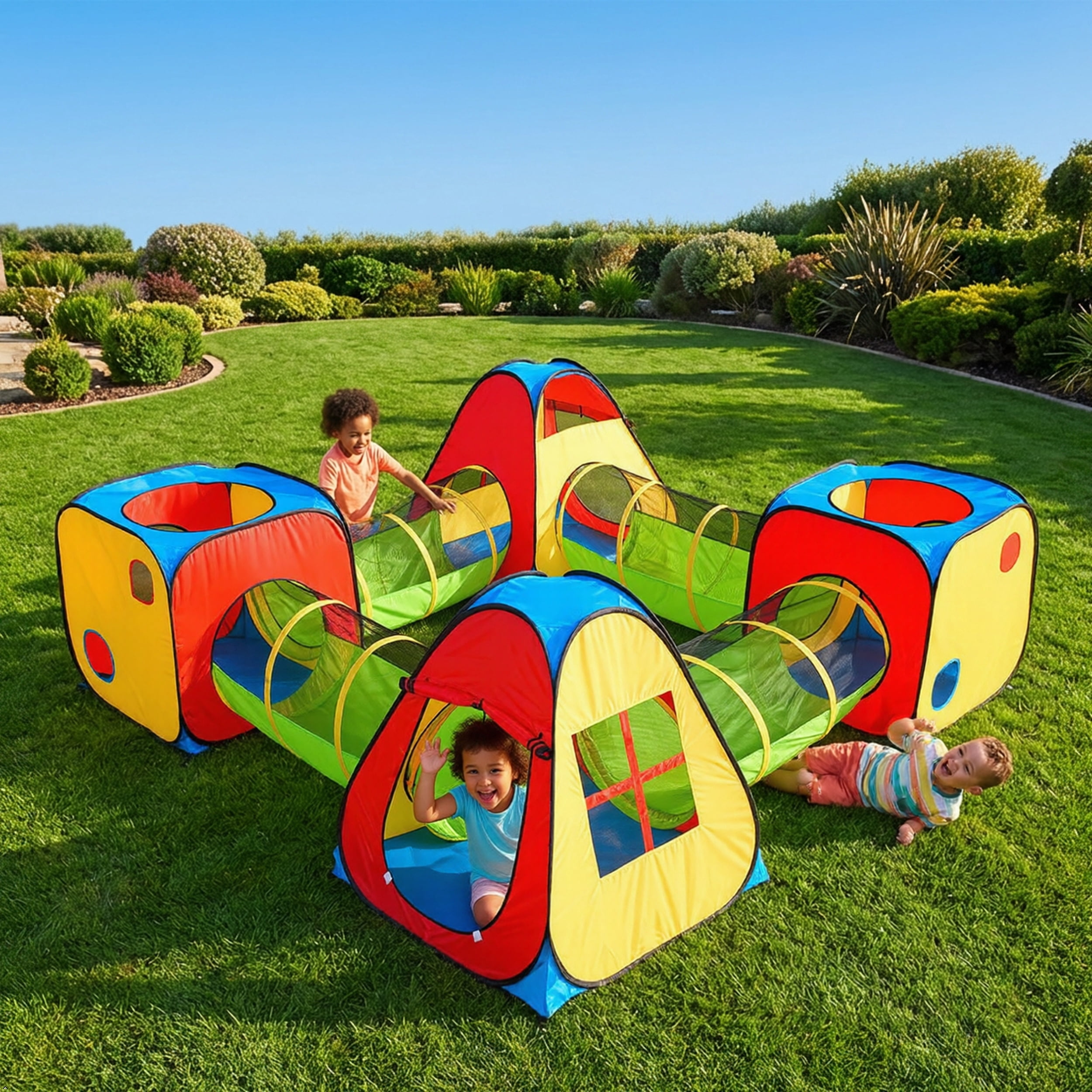 UTEX 8-in-1 Pop Up Play Tent, 4 Tunnels and 4 Tents for Kids
