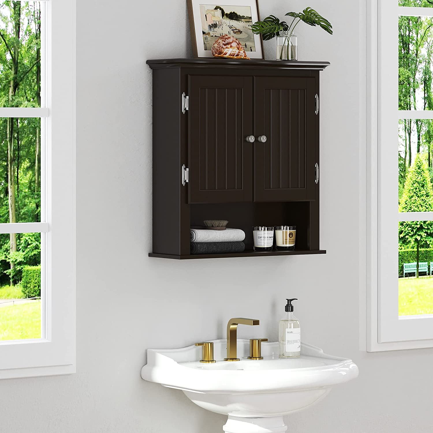 Large Capacity Wall-mounted Toilet Storage Shelf With Shower