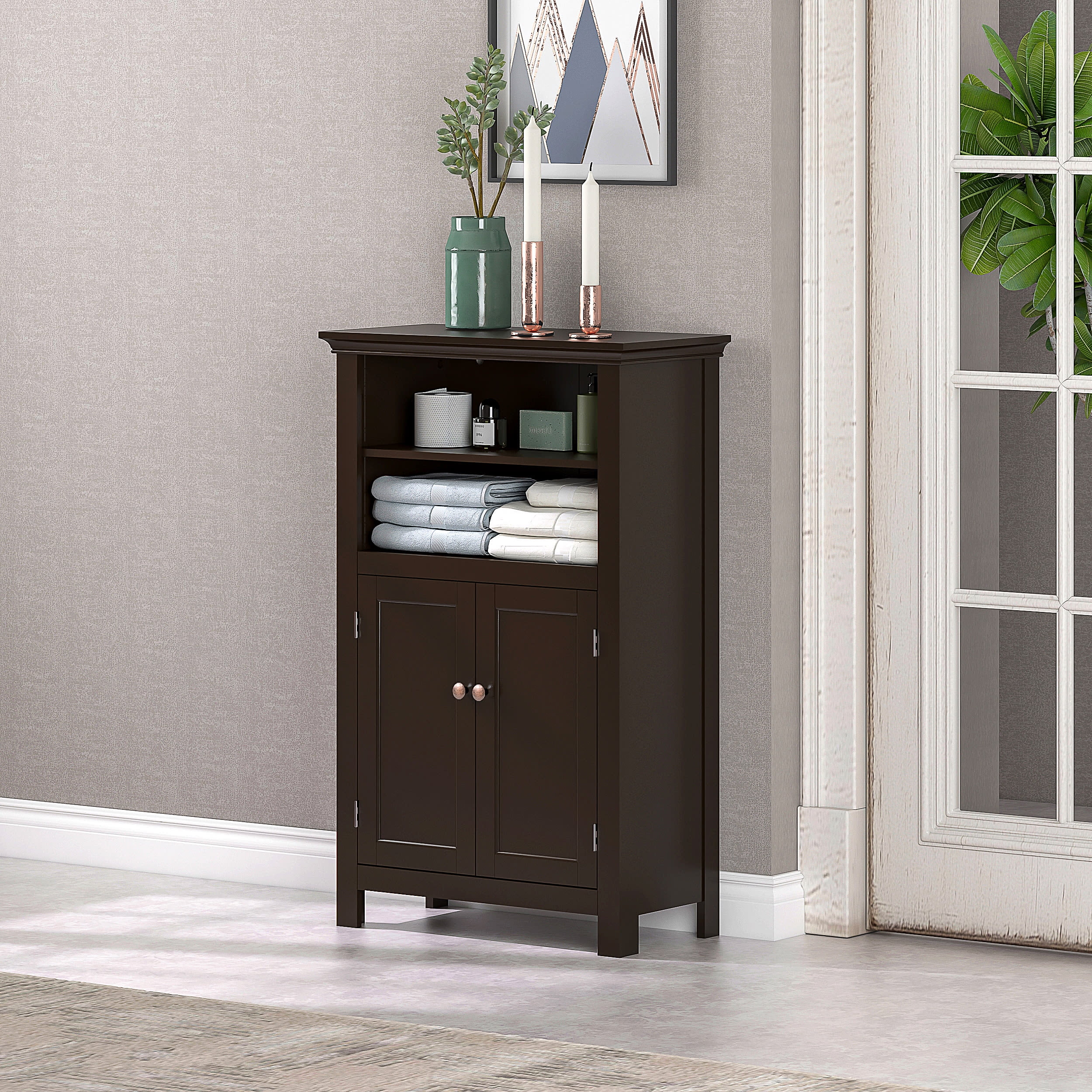 UTEX Free Standing Bathroom Floor Cabinet, Wood Storage Organizer ...