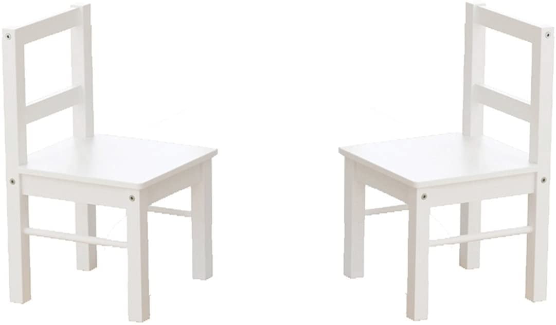 White Wooden Kids Chairs Set of 2