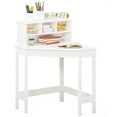 thumbnail image 1 of UTEX Easy Assemble School Corner Desk with Shelf, Drawer, Reversible Hutch - Kids White Table, 1 of 7