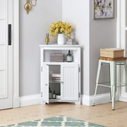 UTEX Corner Storage Cabinet, Bathroom Floor Corner Cabinet with Doors and Shelves,Free Standing Storage Cabinet for Bathroom, Kitchen, Living Room, White