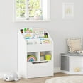 thumbnail image 1 of UTEX Kids Bookshelf Toy Organizer with Rolling Toy Box, White, 23.62” W x 11.8” D x 35.43” H, 1 of 7