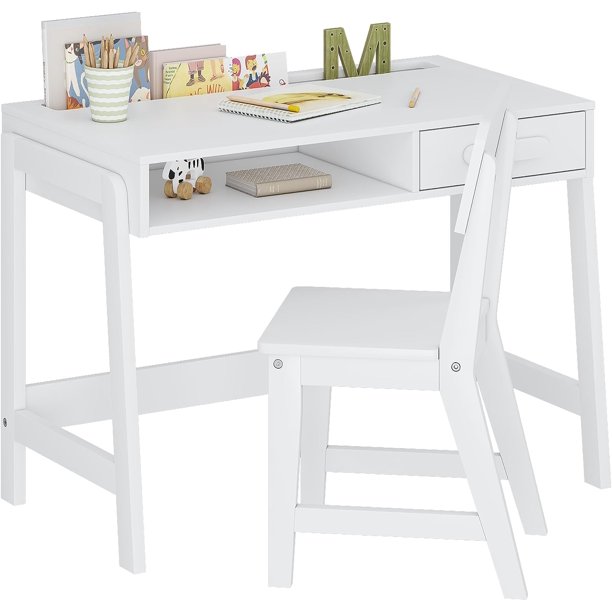 UTEX Kids Desk and Chair Set, Study Desk for Kids with Drawers, Wooden