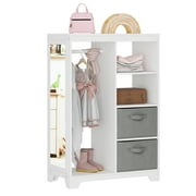 UTEX Kids Dress up Storage with Mirror and Storage Bin,Play Armoire Dresser with Mirror,Costume Organizer, Pretend Storage Closet,Costume Storage Dresser White