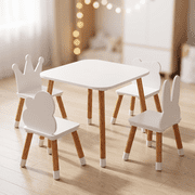 UTEX Kids Table with 4 Cute Chairs Set, White