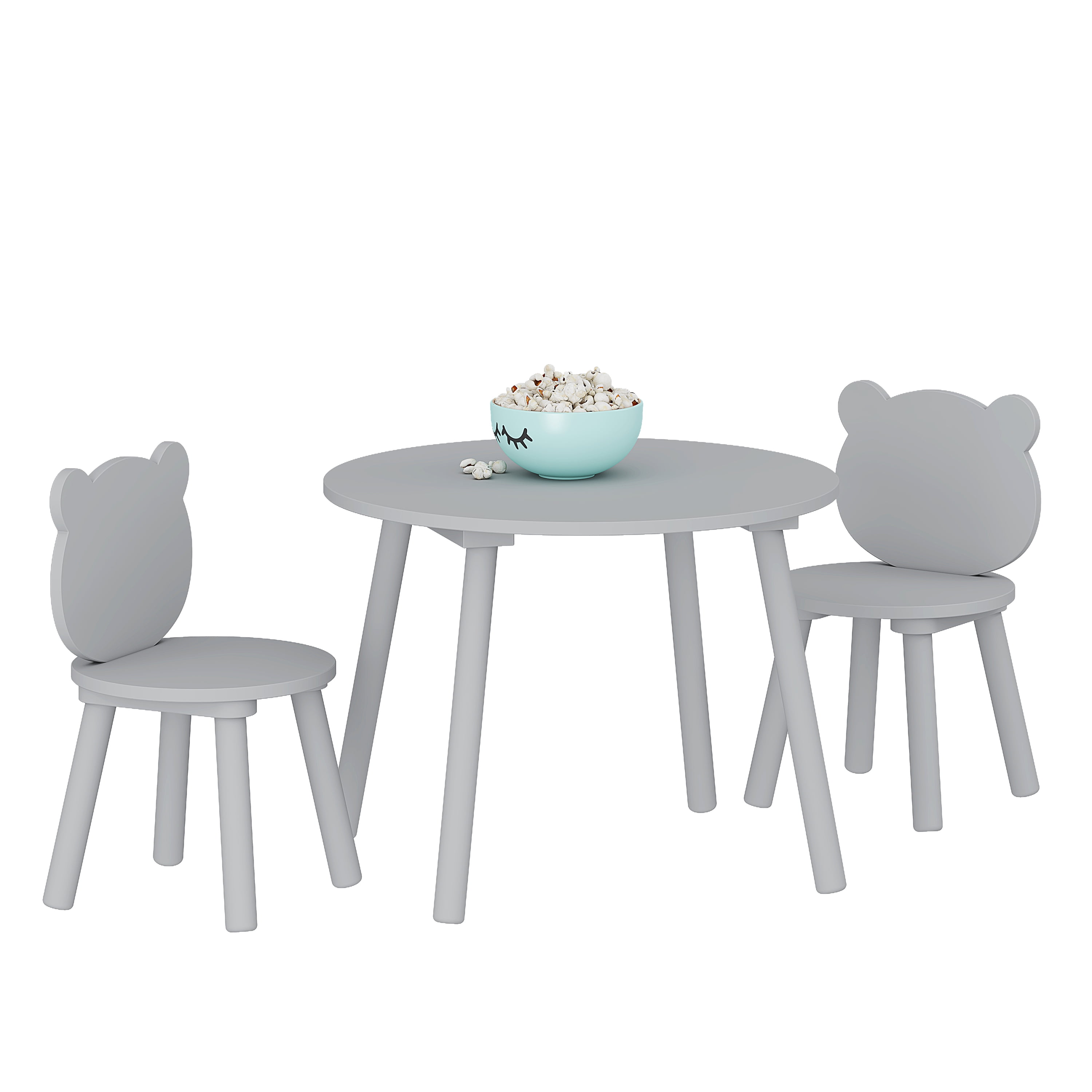 UTEX 3-Pieces Kids Wooden Activity Table & Chair Set, Indoor Toddler ...