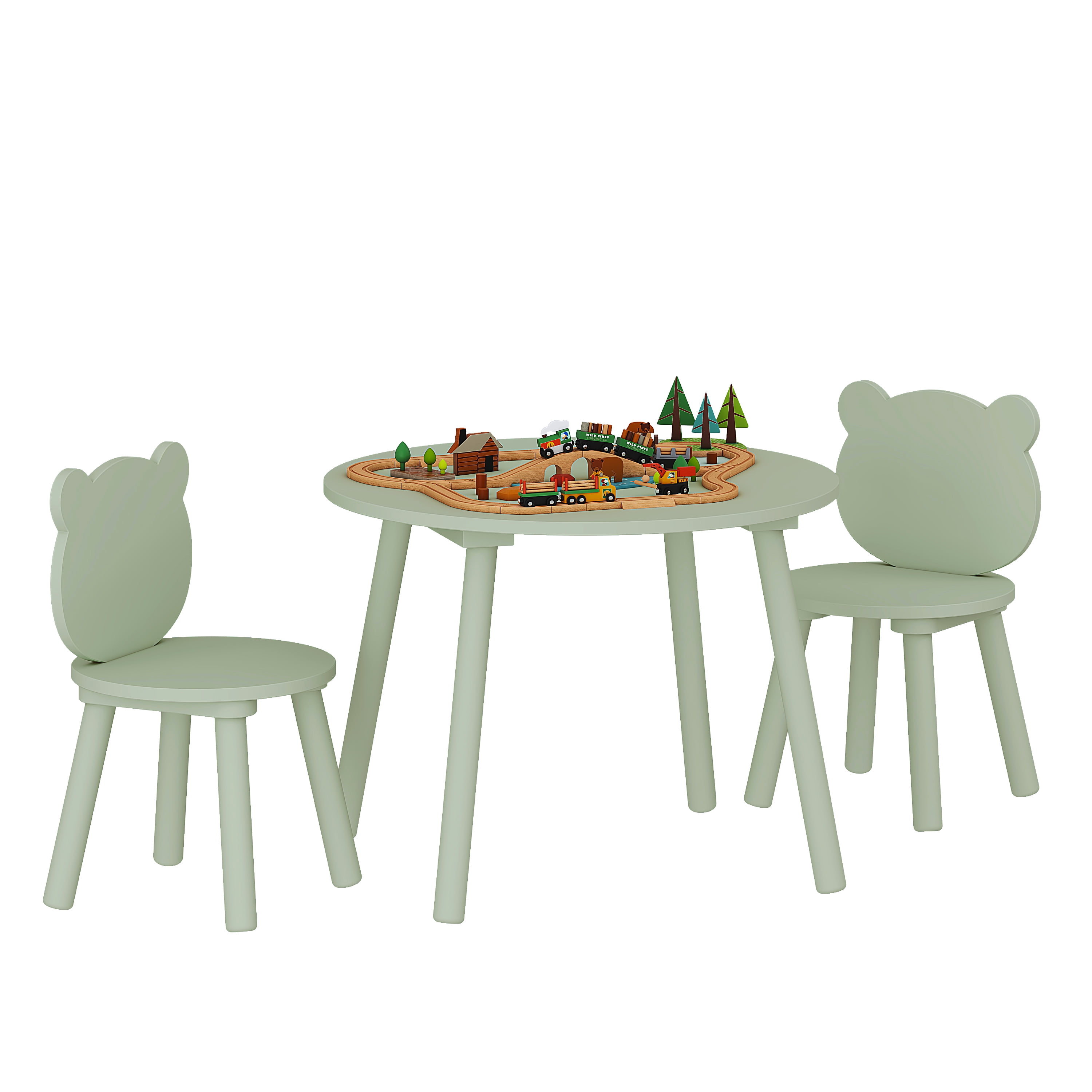 UTEX Kids Wood Table and Chair Set Kids Play Table with 2 Chairs